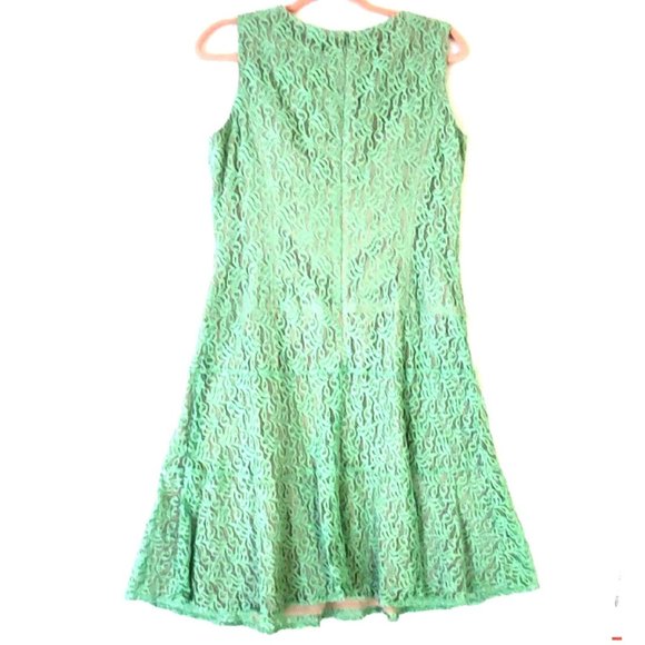 Anne Klein	Light Green Lace Cotton Sheath Sleeveless Dress Size 10 - Picture 4 of 7
